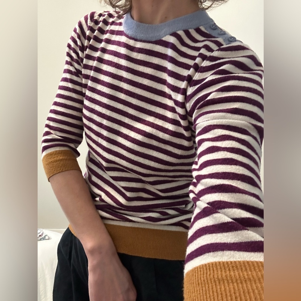ModCloth Stripe 3/4 Sleeve Sweater